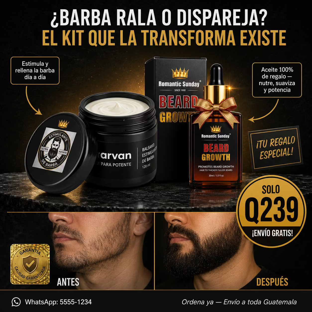 BARVAN™ KIT ESTIMULANTE DE BARBA balsamo +aceite de regalo