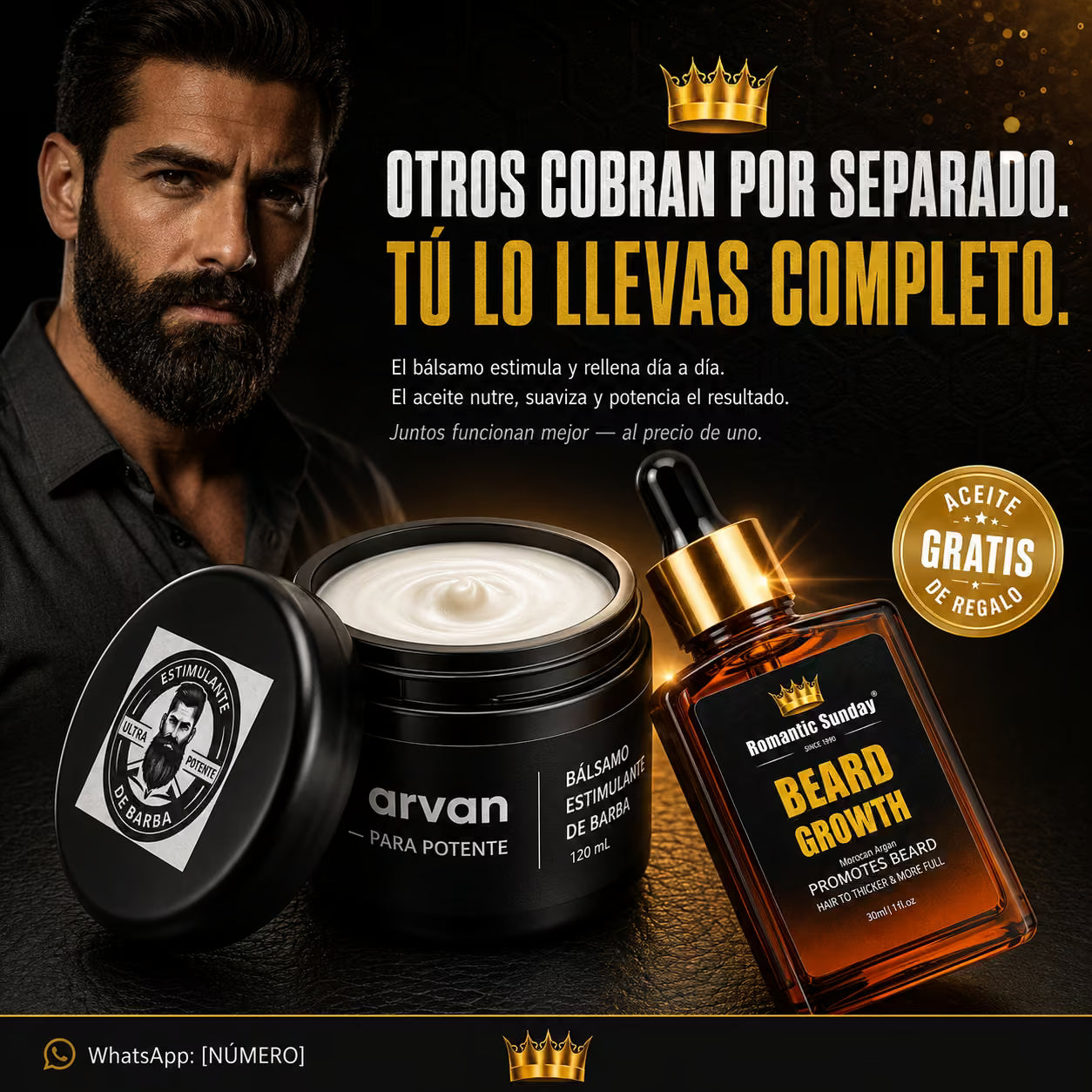 BARVAN™ KIT ESTIMULANTE DE BARBA balsamo +aceite de regalo